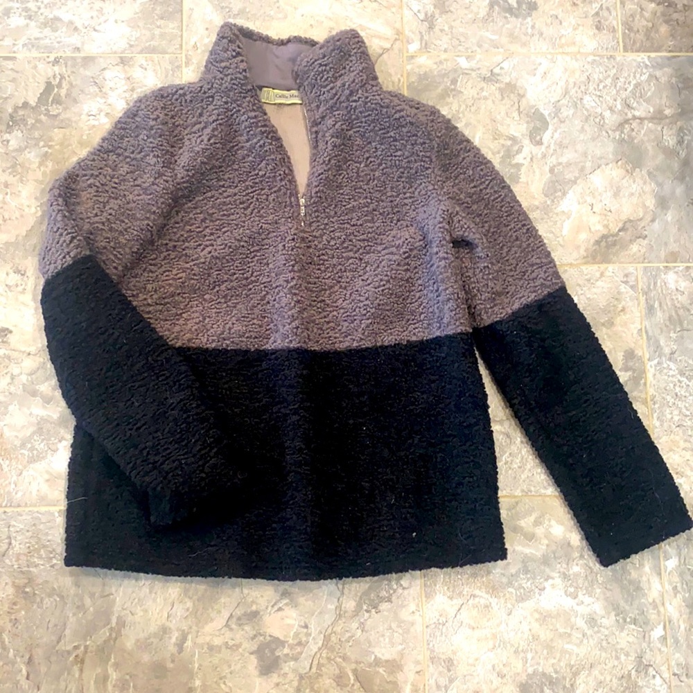 Black/gray color block quarter zip.